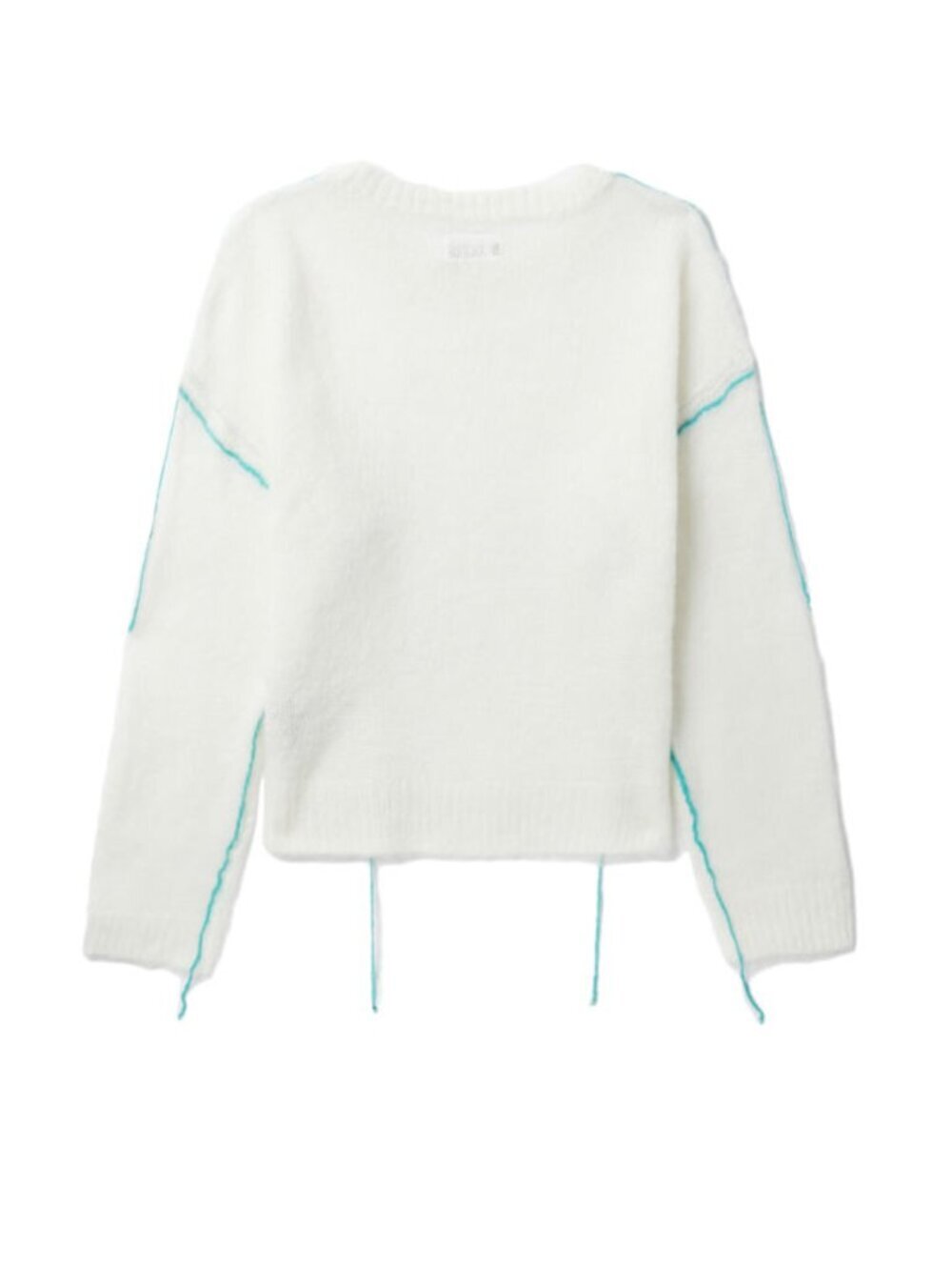 IZZUE white decorated yarn dropped shoulder knitted sweater top XS - Picture 4 of 12